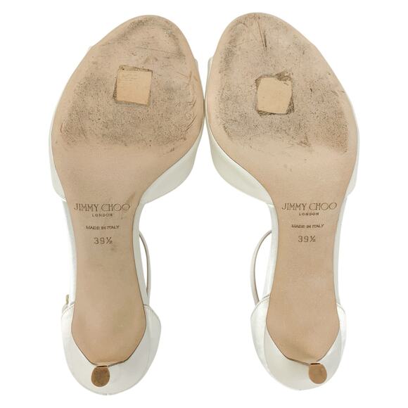 Jimmy Choo Annie 85 Ivory Satin Ankle Strap Heels EU 39.5 Wedding - Picture 8 of 10